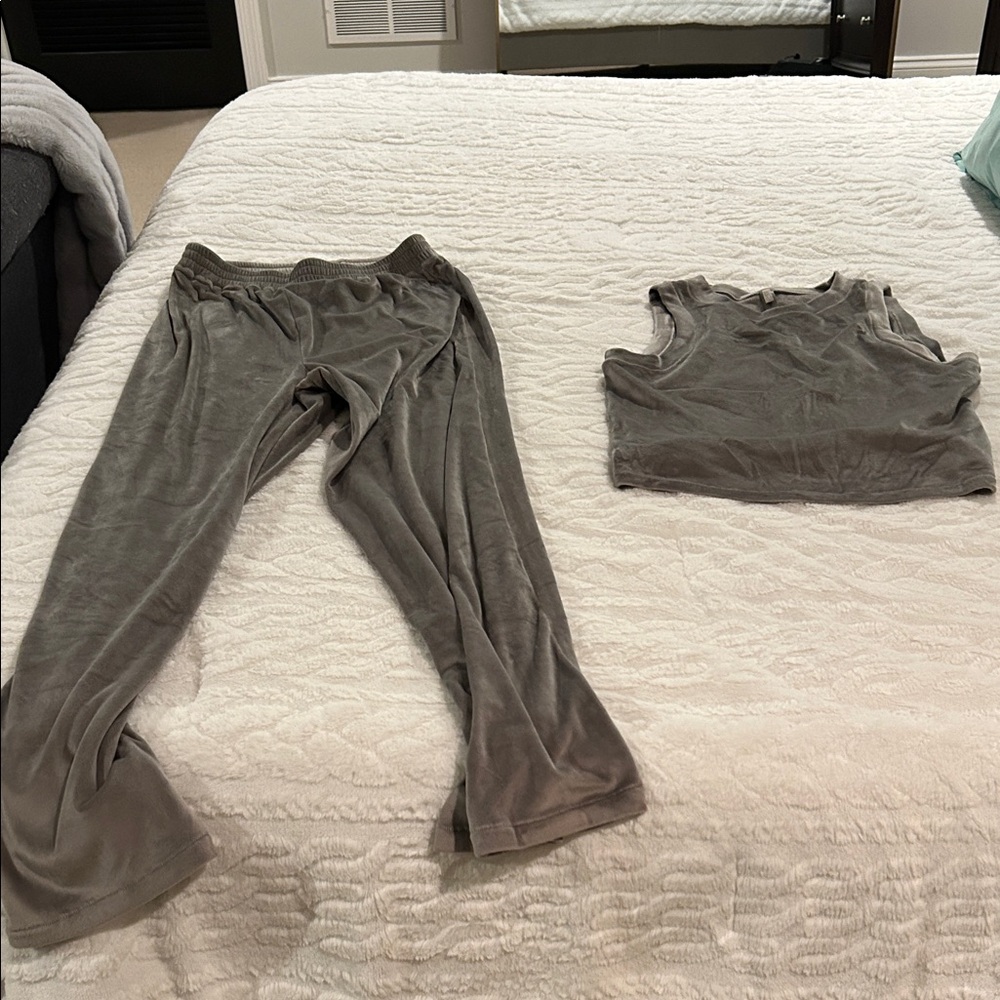SKIMS Gray Velvet Lounge Set